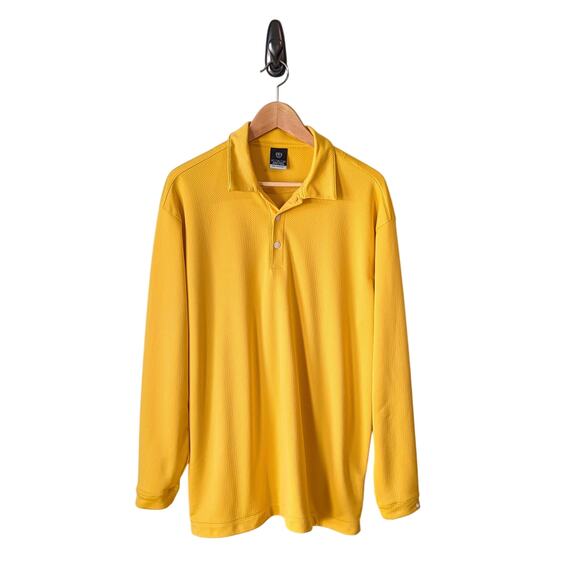 Nike Polo Shirt Mens Large Sphere Dry Golf Long Sleeve Yellow Moisture Wicking - Picture 1 of 10